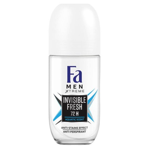Deodorant Roll On Fa Men, Invisible Fresh, 50 ml, 72 h Protectie, Formula Vegana