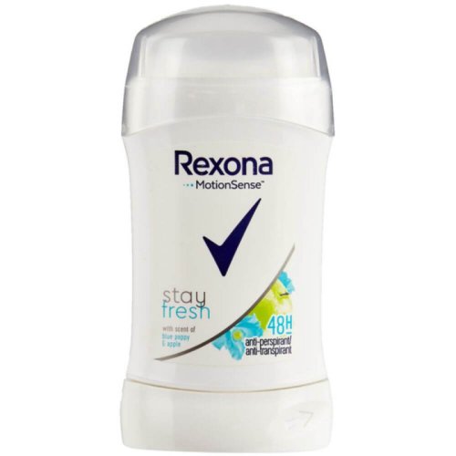 Deodorant Stick REXONA Stay Fresh Blue Poppy & Apple, 40 ml, Protectie 48h, pentru femei