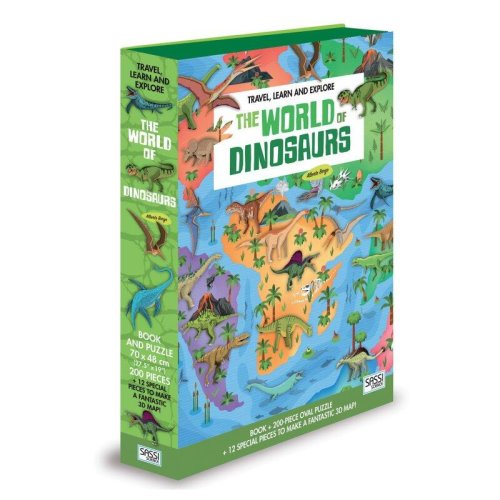 Joc puzzle educativ Sassi, Cunoaste si exploreaza - Lumea dinozaurilor