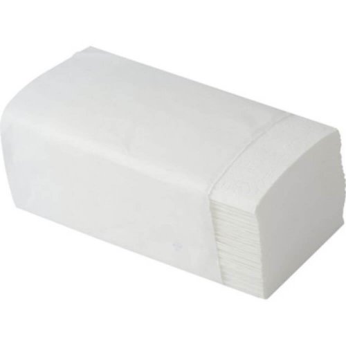 Prosoape albe pliate in v, 2 straturi, 150 foi/pachet, greutate 366 gr, dimensiuni 25x21 cm , 20 pachete/bax