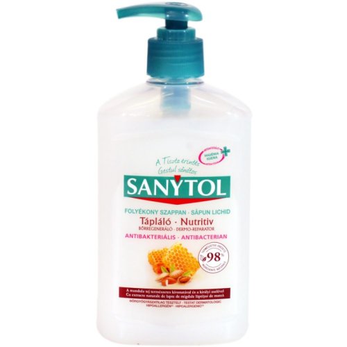 Sapun Lichid Antibacterian Nutritiv Sanytol, 250 ml, cu Lapte de Migdale si Laptisor de Matca
