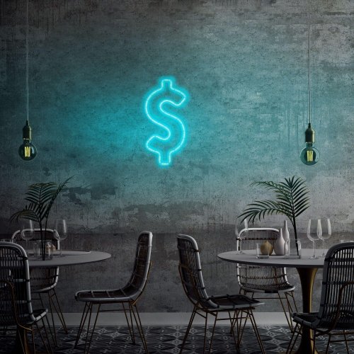 Neon Grafic - Aplica de perete neon dollar sign, 15 x 32 cm