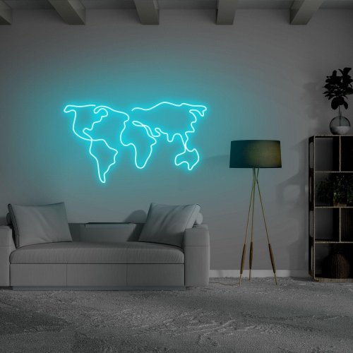 Neon Grafic - Aplica de perete neon world map, 66 x 38 cm