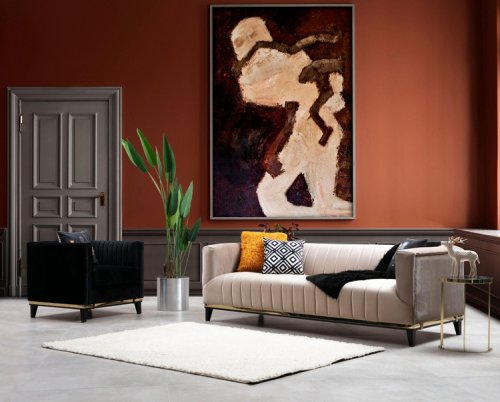 Artie - Canapea fixa cu 3 locuri lux willy, 222 x 75 x 89 cm