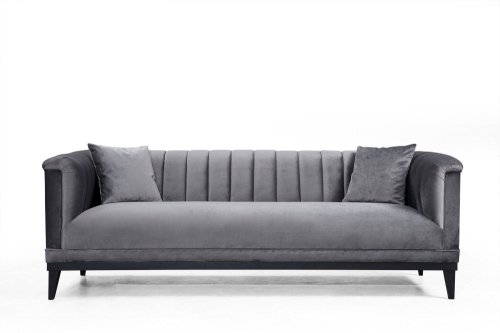 Canapea Fixa cu 3 Locuri Trendy, Gri Inchis, 225 x 89 x 79 cm