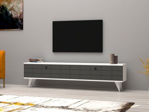 COMODA TV Alberi - Anthracite, White, Gri, 160x35x25 cm