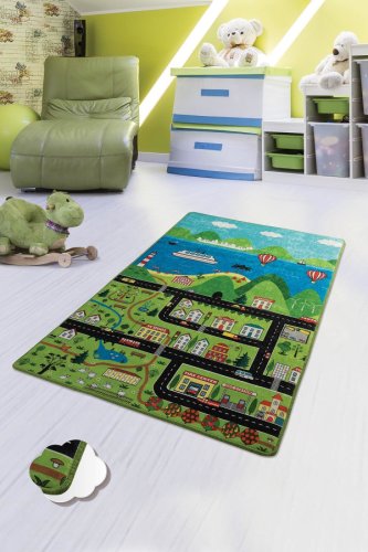 Chilai - Covor de copii green city, multicolor, 140x80 cm