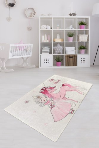 Chilai - Covor de copii little princess, roz - alb, 160x100 cm
