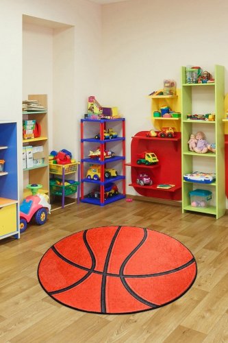 Chilai - Covor de copii minge de basketball kobe bryant, lavabil, antiderapant 140 x 140 cm