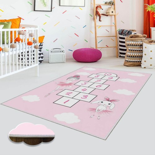 Homefesto - Covor de copii sotron, lavabil , antiderepant, roz, 120 x 180 cm