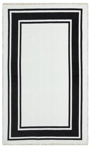 Covor Maze Home NOA Reversibil, Lavabil, Alb - Negru, 115 x 180 cm