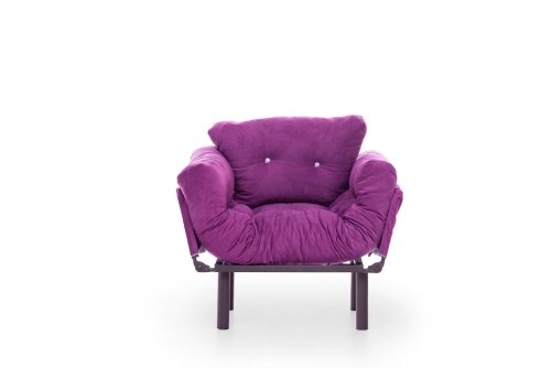 Futon - Fotoliu extensibil mocca, violet, 95 x 70 x 85 cm