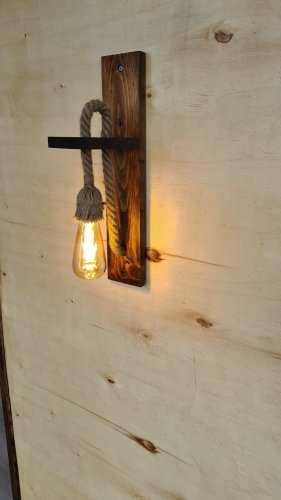 Lustro - Lampa de perete ahşap wall lamp, nuc, 17x45x9 cm