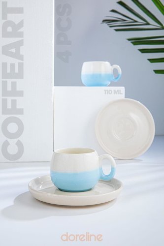 Set cești de cafea Coffee Cup Set 96-359-3, Albastru, 7x5x7 cm