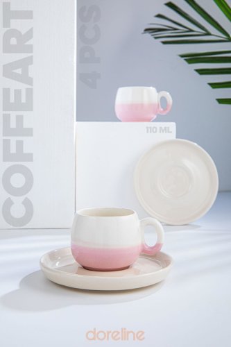 Set cești de cafea Coffee Cup Set 96-359-4, Roz, 7x5x7 cm