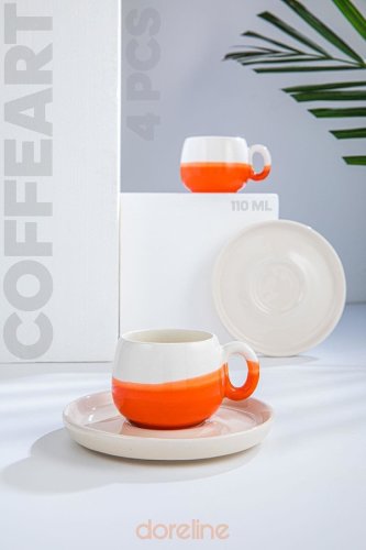 Set cești de cafea Coffee Cup Set 96-359-6, portocale, 7x5x7 cm