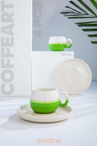 Set cești de cafea Coffee Cup Set 96-359-7, Verde, 7x5x7 cm