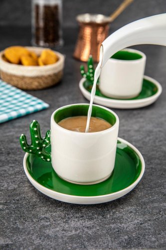 Set cești de cafea Coffee Cup Set TSK-001-C, Verde, 7x9x7 cm