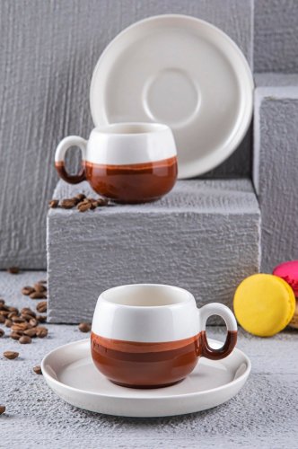 Set cești de cafea Coffee Cup Set TSK-007-K, Maro, 7x5x7 cm