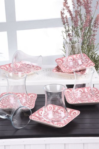 Keramika - Set de pahare pentru ceai tea glass set tc032012f021ad68j00matt300, roz, 36x16x25 cm