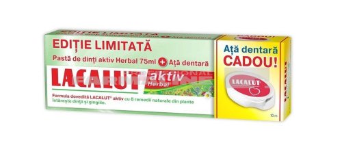 Lacalut aktiv herbal pasta de dinti 75 ml + ata dentara cadou