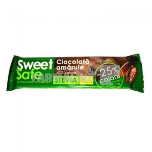 Sly Nutritia - Sweet&safe ciocolata neagra indulcita cu stevie 25 g