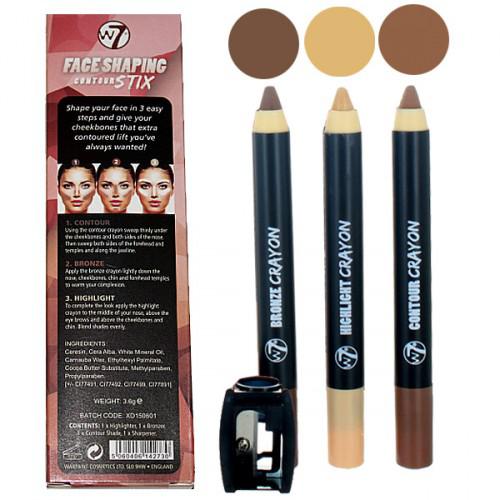 Kit 3 Creioane Pentru Contur Si Iluminare W7 Face Shaping Contour Stix
