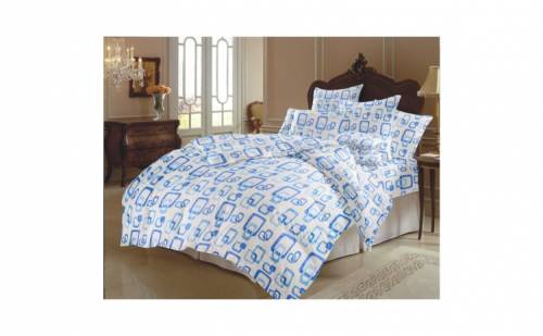 Armonia Textil - Lenjerie de pat (bumbac 100%) pat matrimonial lant albastru bunte 1