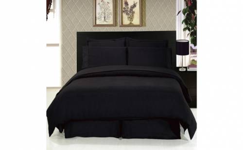 Armonia Textil - Lenjerie de pat ranforce uni negru, pat matrimonial black
