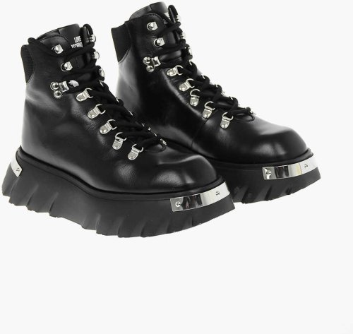Moschino Love 5.5Cm Leather Climb60 Combat Boots With Chunky Platform* Black