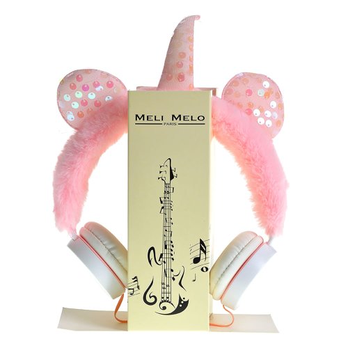 Meli Melo - Casti audio roz cu design unicorn