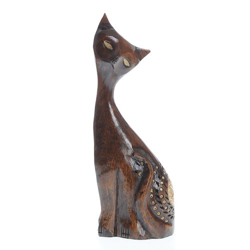 Meli Melo - Statueta pisica, din lemn netropical