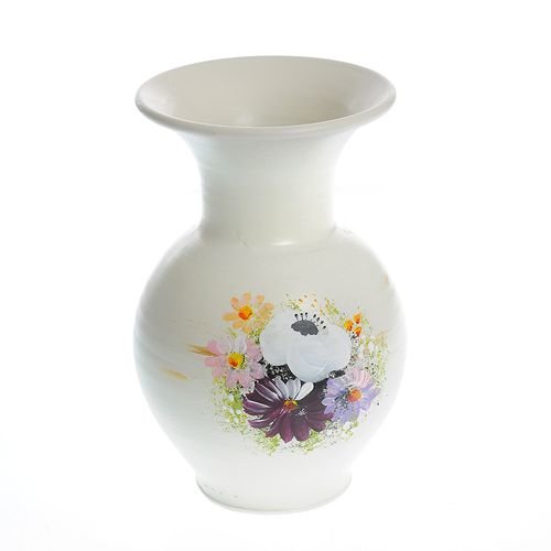Vaza ceramica cu flori multicolore 21 cm