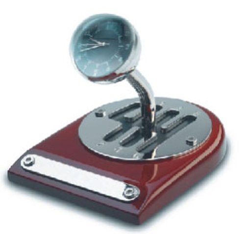 1990 - Ceas de birou schimbator de viteze monza, cu carcasa din lemn 13.5x11.6x10.8cm, trends [a]