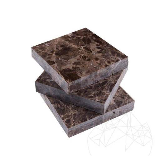 Piatraonline - Buton marmura maron emperador polisat 9.5 x 9.5 x 2cm
