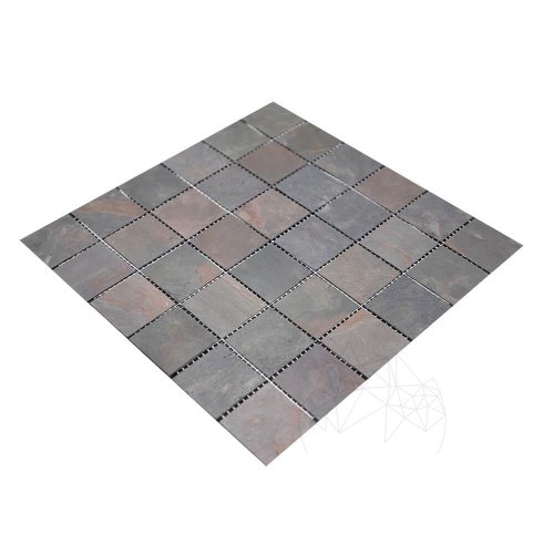 Piatraonline - Mozaic ardezie flexibila skin - multicolora 4.8 x 4.8 cm ps
