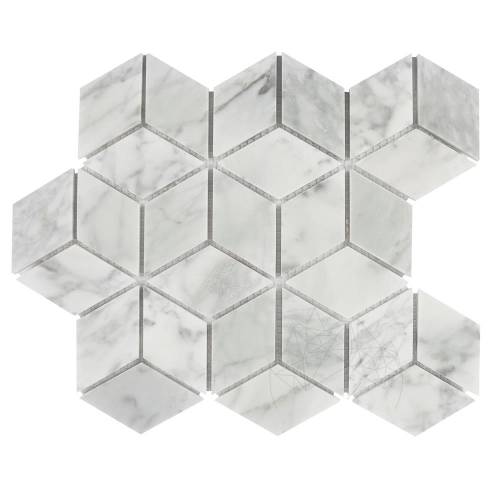 Piatraonline - Mozaic marmura bianco carrara cube design mata