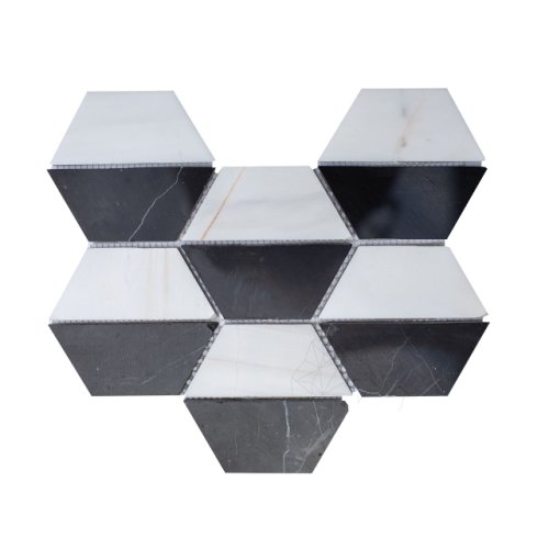 Mozaic Marmura Black&White Hexagon Polisata, 20.2 x 28.6 cm