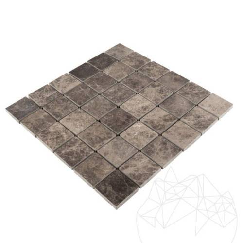 Piatraonline - Mozaic marmura dark emperador polisat 4.8 x 4.8cm - lichidare stoc