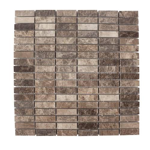 Piatraonline - Mozaic marmura dark emperador polisata 4.8 x 1.5 cm
