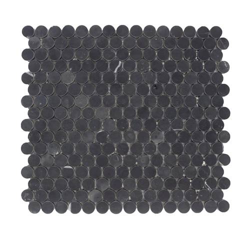 Piatraonline - Mozaic marmura nero marquina penny mata 31.2 x 30 cm