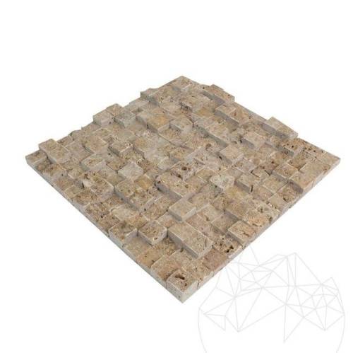 Piatraonline - Mozaic travertin noce 3d scapitat 2.5 x 2.5 cm