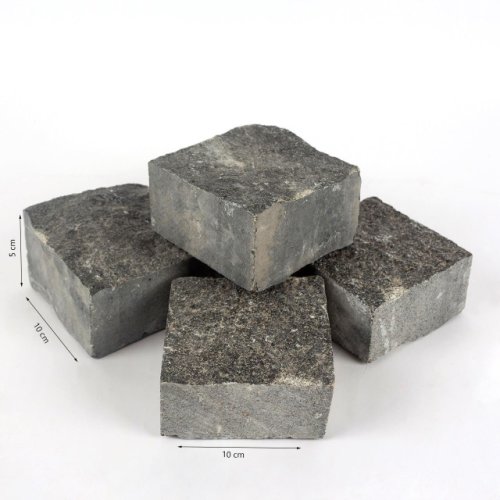 Piatraonline - Piatra cubica granit antracit fatetata 4 laterale 10 x 10 x 5 cm