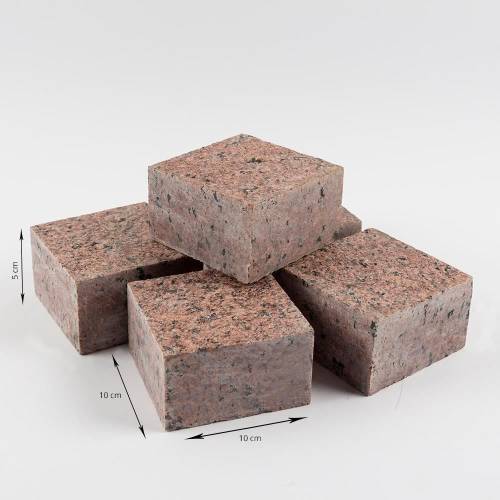 Piatraonline - Piatra cubica granit maple red fatetata 4 laterale 10 x 10 x 5 cm