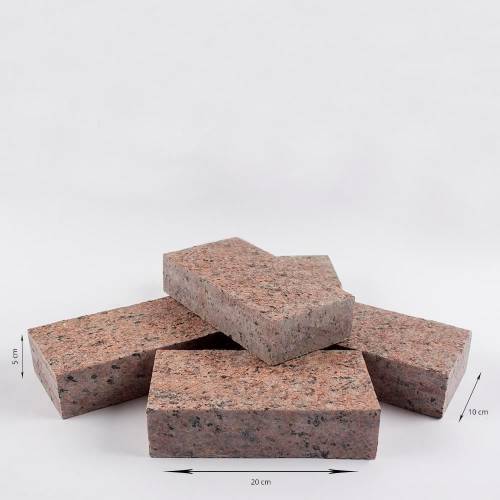 Piatraonline - Piatra cubica granit maple red fiamata cu 4 laterale fatetate 10 x 20 x 5 cm