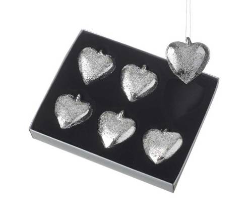 Heaven Sends - Set 6 decoratiuni suspendabile silver hearts