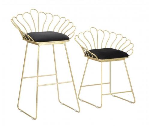Set scaun si scaun de bar glam - Mauro Ferretti, negru