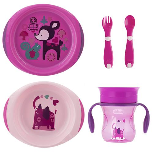 Set complet hranire Chicco, Girl, 12luni+