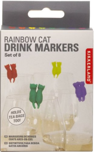 Kikkerland - Accesorii pentru pahar - rainbow cat - drink markers