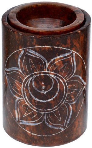 Puckator - Candela aromaterapie pentru uleiuri esentiale - dark orange soapstone carved chakra oil burner